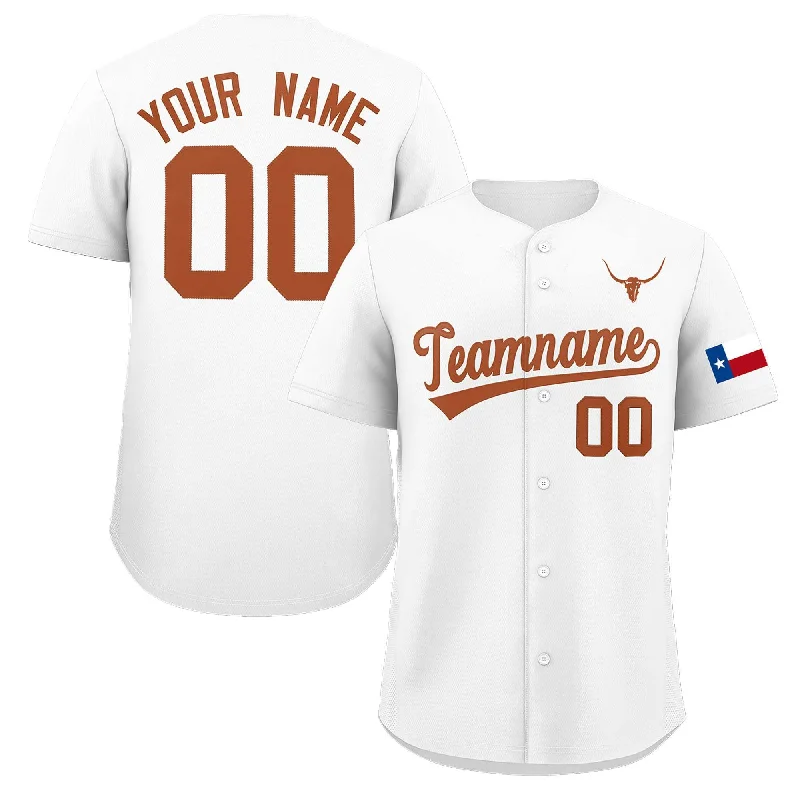 Baseball Jersey for Baseball League Apparel-Custom White Orange Texas Flag Classic Style Authentic Baseball Jersey