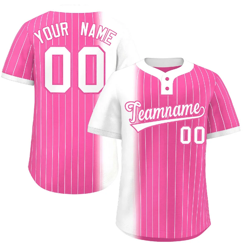 Baseball Jersey for Special Baseball Event Merchandise-Custom White Pink Gradient Stripe Fashion Authentic Two-Button Baseball Jersey