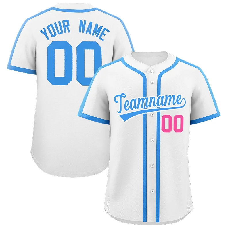 Baseball Jersey for Custom Team Logos for Fans-Custom White Powder Blue Personalized Classic Authentic Baseball Jersey