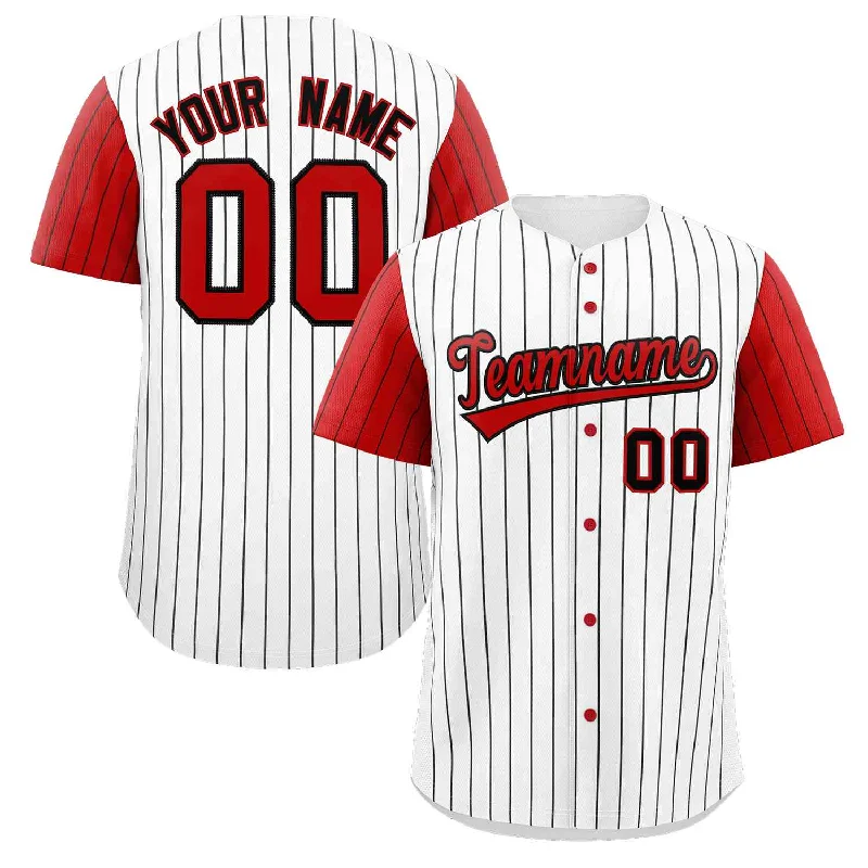 Baseball Jersey for Custom Jerseys for Local Baseball Teams-Custom White Red-Black Stripe Fashion Raglan Sleeves Authentic Baseball Jersey