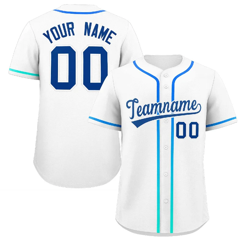 Baseball Jersey for Personalized Jerseys for School Teams-Custom White Royal Personalized Gradient Ribbed Design Authentic Baseball Jersey