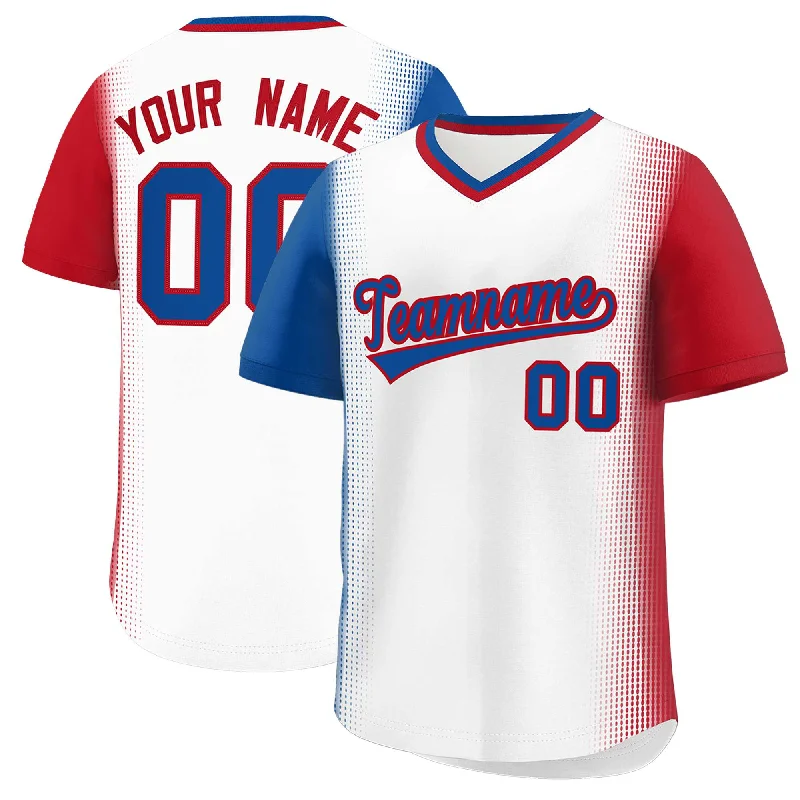 Baseball Jersey for Group Fan Gear for Baseball Games-Custom White Royal-Red Personalized Raglan Sleeves Authentic Pullover Baseball Jersey