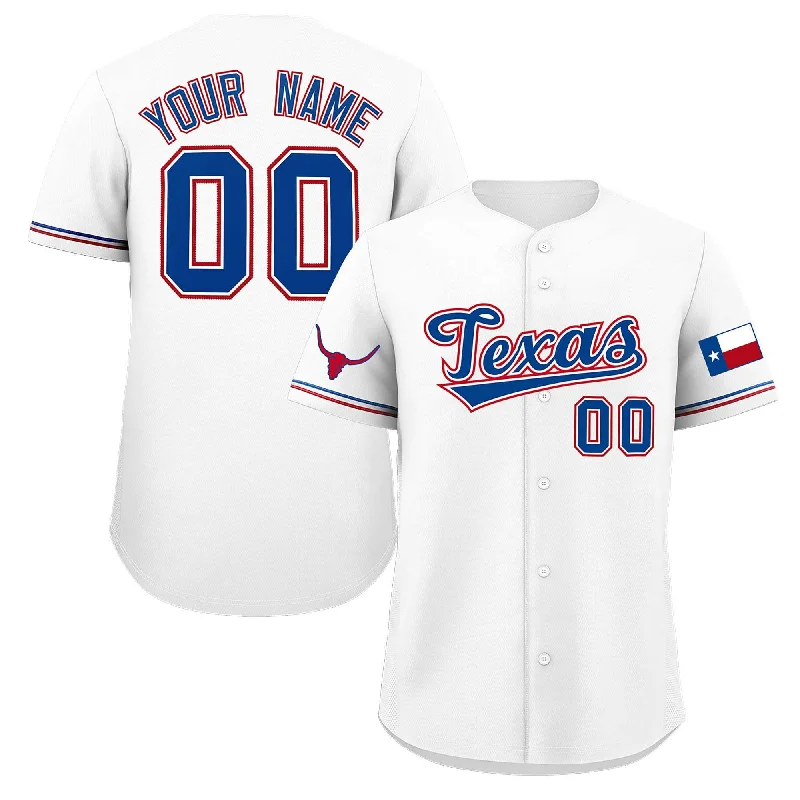 Baseball Jersey for Local Baseball League Jerseys-Custom White Royal Texas Flag Classic Style Authentic Baseball Jersey