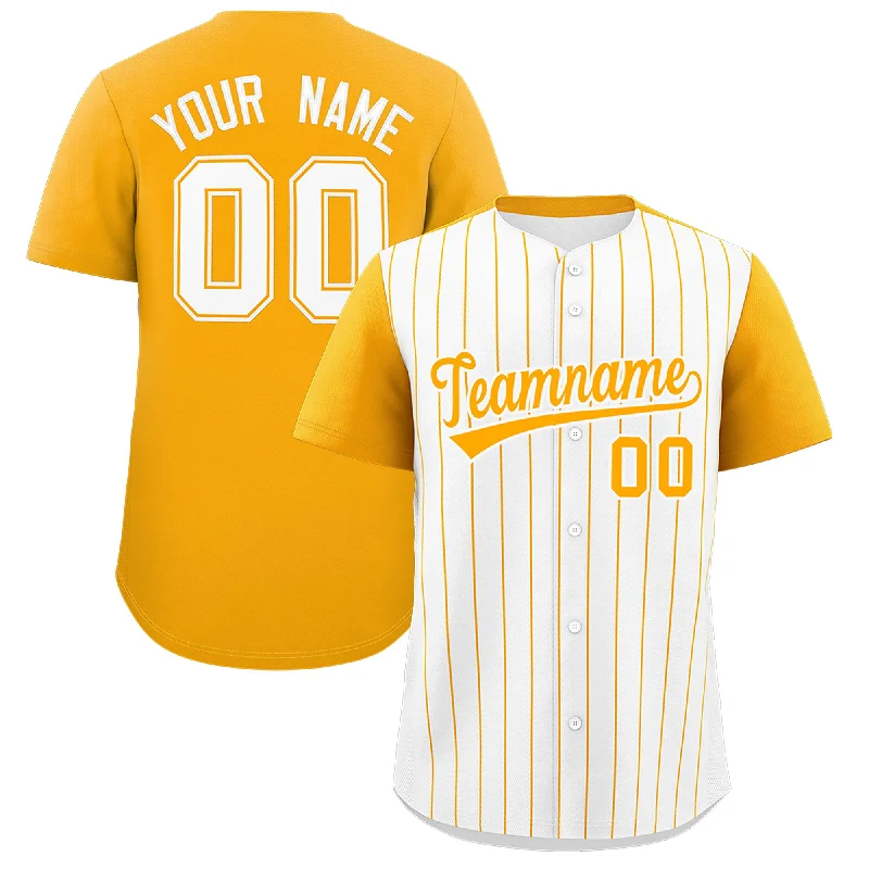 Baseball Jersey for Fun Family Games-Custom White Yellow Pinstripe Personalized Two-Tone Authentic Baseball Jersey