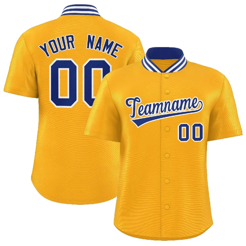 Baseball Jersey for High School Baseball Teams-Custom Yellow Classic Style Authentic Stand Collar Baseball Jersey