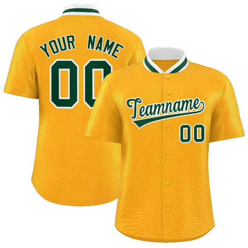 Personalized Baseball Jersey for Fans-Custom Yellow Classic Style Authentic Stand Collar Baseball Jersey