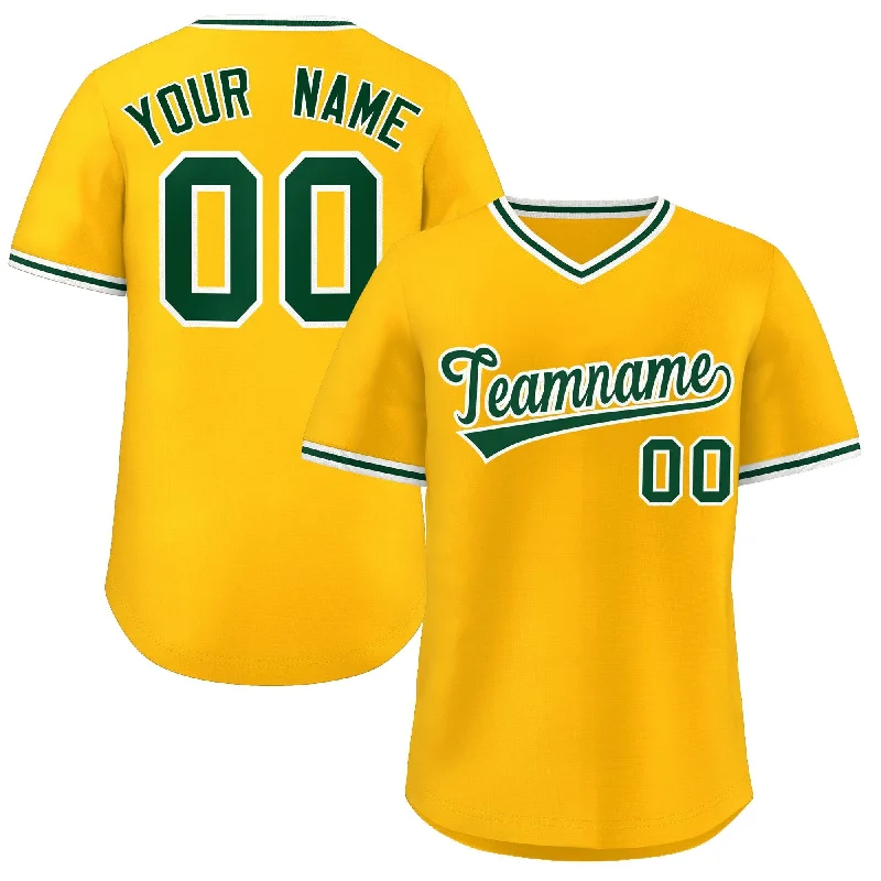 Baseball Jersey for Custom Baseball Shirts-Custom Yellow Green Classic Style Outdoor Authentic Pullover Baseball Jersey