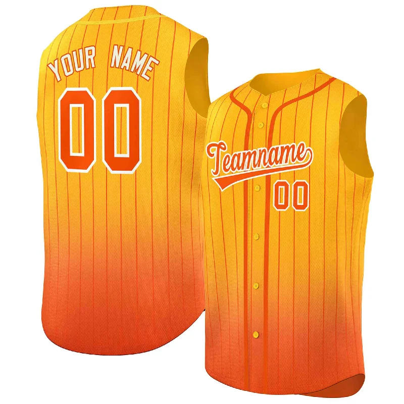 Baseball Jersey for Personalized Jerseys for Local Leagues-Custom Yellow Orange Gradient stripe Fashion Authentic Sleeveless Baseball Jersey