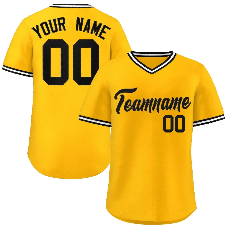 Baseball Jersey for Personalized Baseball Jerseys for Teams-Custom Yellow White Classic Style V-Neck Authentic Pullover Baseball Jersey