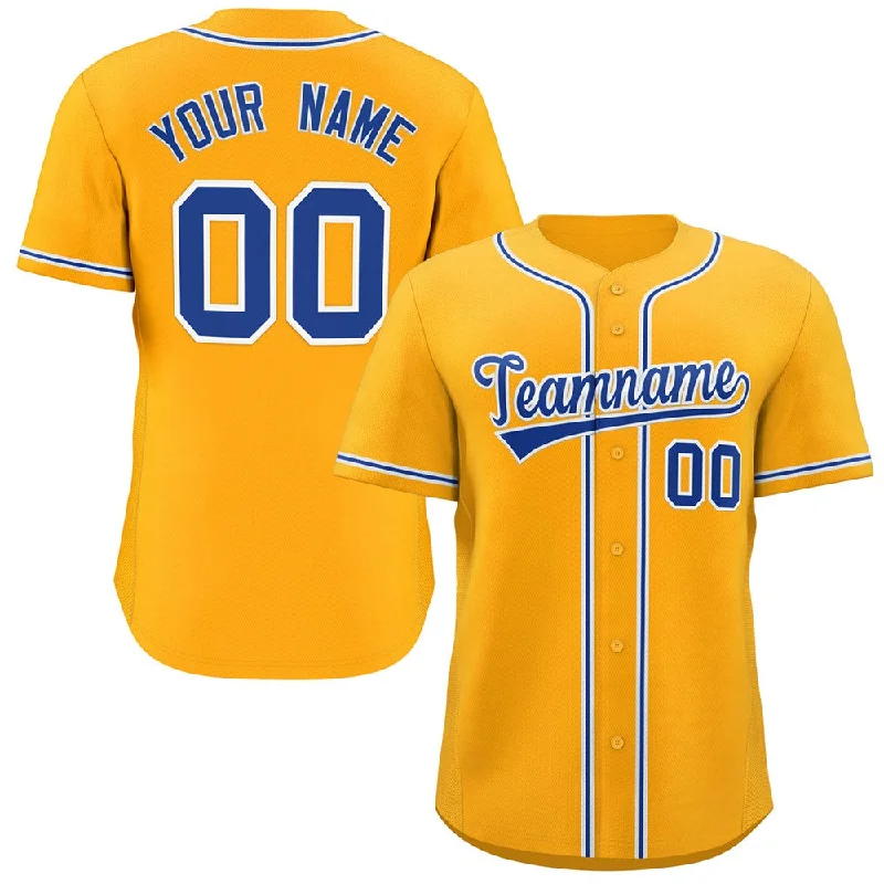 Baseball Jersey for Supporters of MLB Teams-Custom Yellow White-Royal Classic Style Authentic Baseball Jersey