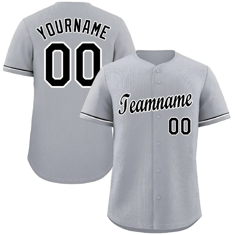 Baseball Jersey for Official Team Jerseys for Fans-Custom Gray Black-White Classic Style Authentic Baseball Jersey