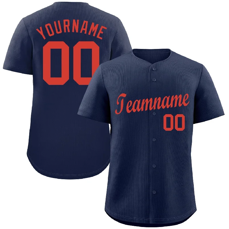 Baseball Jersey for Retro Baseball Fan Gear-Custom Navy Orange Classic Style Authentic Baseball Jersey