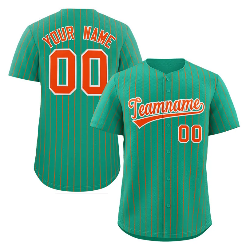 Baseball Jersey for Fan Gear for Baseball Games-Custom Teal Orange-White Stripe Fashion Authentic Baseball Jersey