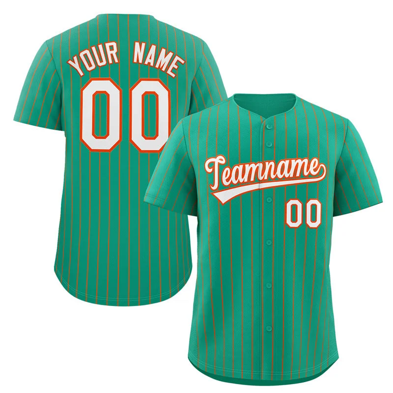 Baseball Jersey for Holiday Gift Ideas for Baseball Fans-Custom Teal White-Orange Stripe Fashion Authentic Baseball Jersey