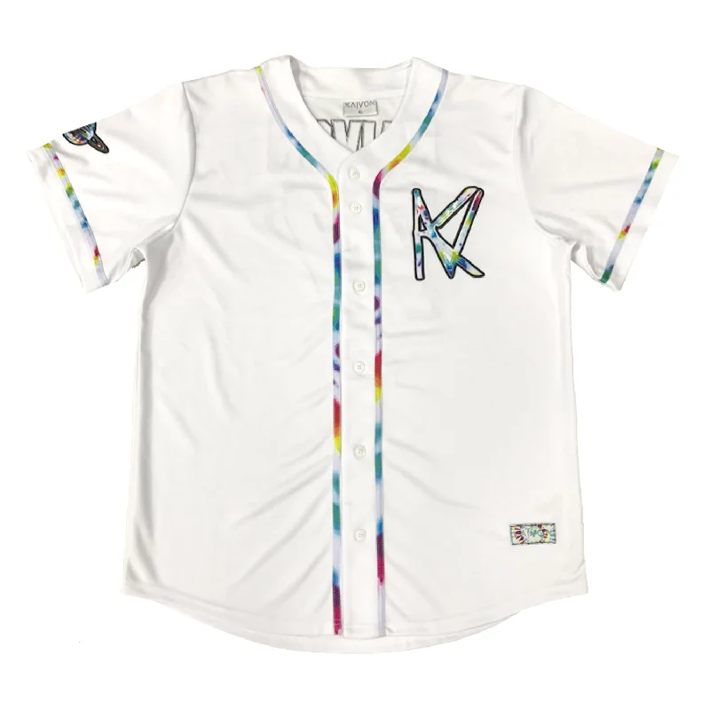 Baseball Jersey for Retro-Inspired Team Gear-White Tie-Dye Classic Kaivon Jersey